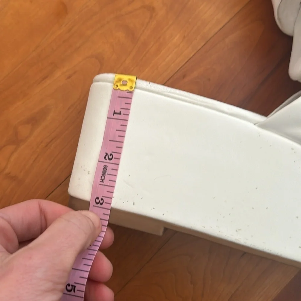 Platform slide sandals white 60s 70s Boho Bohemian platforms shoes - Picture 9 of 9